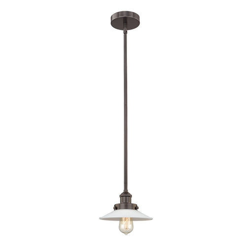 Innovations Halophane 9in 1-Light Mini Pendant | Industrial Oil Rubbed Bronze Steel and Matte White Frosted Glass | Kitchen Island & | Model 616-1SH-OB-G1
