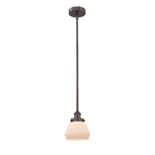 Innovations Fulton 7in 1-Light Mini Pendant | Industrial Oil Rubbed Bronze Steel and Matte White Frosted Glass | Kitchen Island & | Model 616-1SH-OB-G171