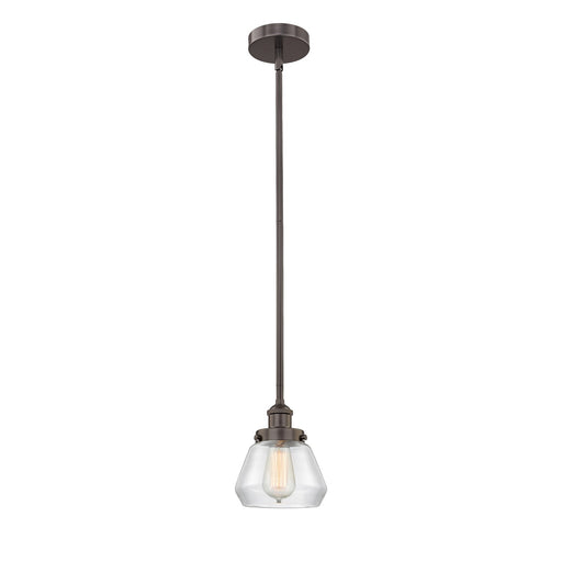 Innovations Fulton 7in 1-Light Mini Pendant | Industrial Oil Rubbed Bronze Steel and Clear Glass | Kitchen Island & Dining | Model 616-1SH-OB-G172-LED