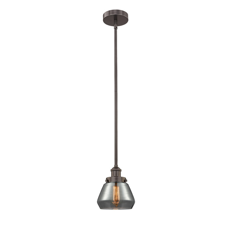 Innovations Fulton 7in 1-Light Mini Pendant | Industrial Oil Rubbed Bronze and Light Smoke Glass | Kitchen Island | 7 x 7 x 8 in | Model 616-1SH-OB-G173