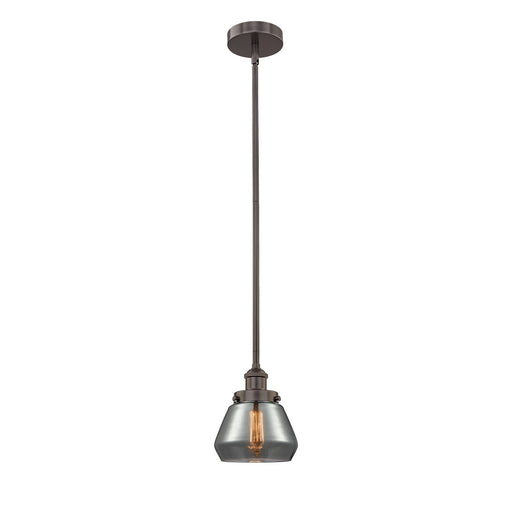 Innovations Fulton 7in 1-Light Mini Pendant | Industrial Oil Rubbed Bronze and Light Smoke Glass | Kitchen Island & Dining | Model 616-1SH-OB-G173-LED