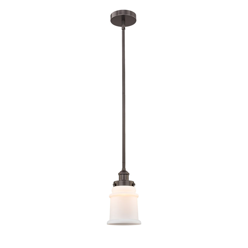 Innovations Canton 6in 1-Light Mini Pendant | Industrial Oil Rubbed Bronze Steel and Matte White Frosted Glass | Kitchen | Model 616-1SH-OB-G181-LED
