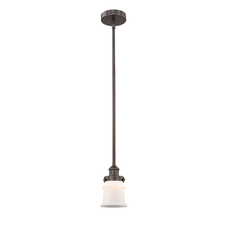 Innovations Canton 5.25in 1-Light Mini Pendant | Industrial Oil Rubbed Bronze Steel and Matte White Frosted Glass | Kitchen | Model 616-1SH-OB-G181S