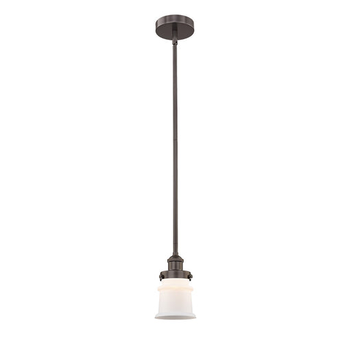 Innovations Canton 5.25in 1-Light Mini Pendant | Industrial Oil Rubbed Bronze Steel and Matte White Frosted Glass | Kitchen | Model 616-1SH-OB-G181S