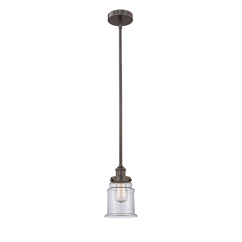 Innovations Canton 6in 1-Light Mini Pendant | Industrial Oil Rubbed Bronze Steel and Clear Glass | Kitchen Island & Dining Room | Model 616-1SH-OB-G182
