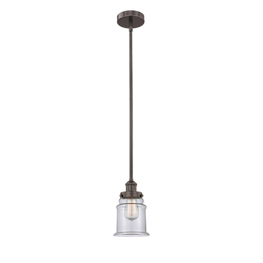Innovations Canton 6in 1-Light Mini Pendant | Industrial Oil Rubbed Bronze Steel and Clear Glass | Kitchen Island & Dining Room | Model 616-1SH-OB-G182