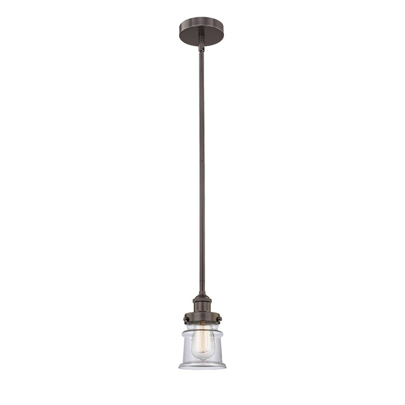 Innovations Canton 5.25in 1-Light Mini Pendant | Industrial Oil Rubbed Bronze Steel and Clear Glass | Kitchen Island & Dining | Model 616-1SH-OB-G182S