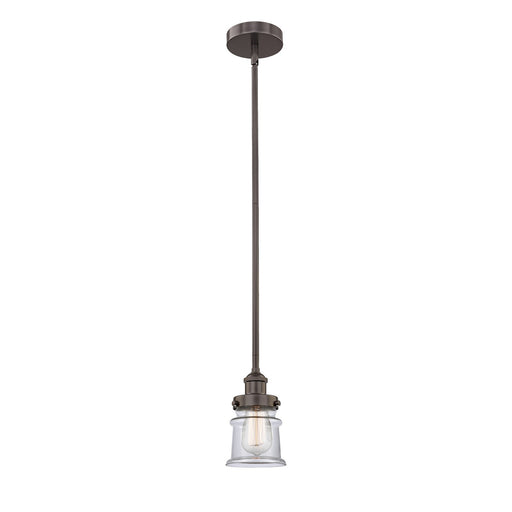 Innovations Canton 5.25in 1-Light Mini Pendant | Industrial Oil Rubbed Bronze Steel and Clear Glass | Kitchen Island & Dining | Model 616-1SH-OB-G182S-LED