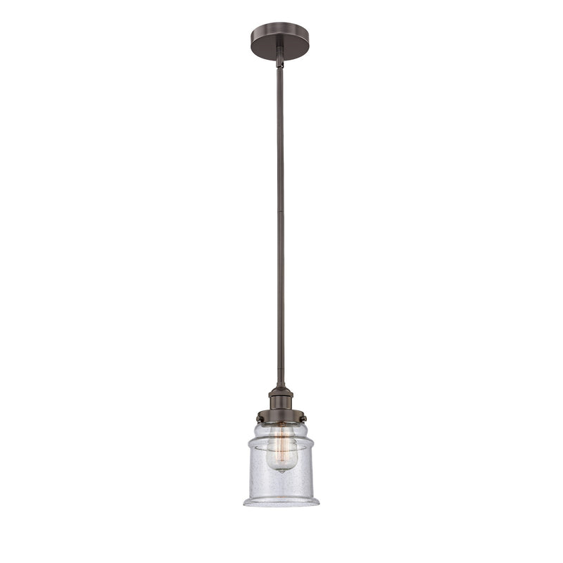 Innovations Canton 6in 1-Light Mini Pendant | Industrial Oil Rubbed Bronze Steel and Seedy Glass | Kitchen Island & Dining Room | Model 616-1SH-OB-G184