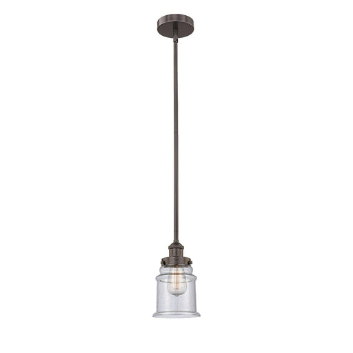 Innovations Canton 6in 1-Light Mini Pendant | Industrial Oil Rubbed Bronze Steel and Seedy Glass | Kitchen Island & Dining Room | Model 616-1SH-OB-G184