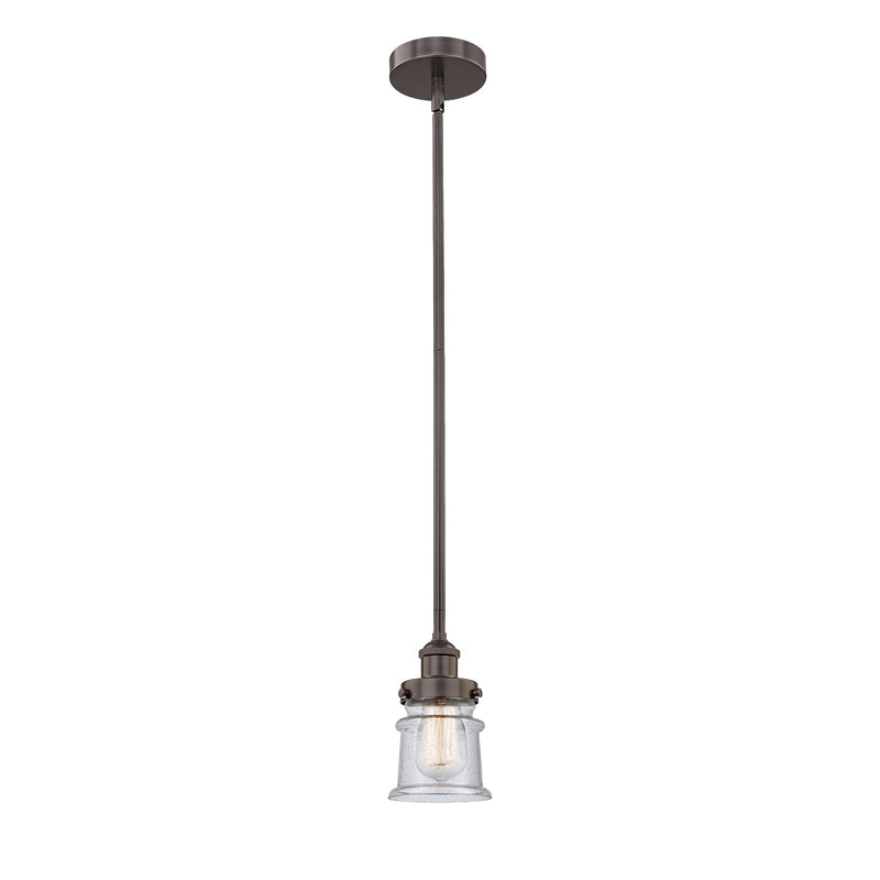 Innovations Canton 5.25in 1-Light Mini Pendant | Industrial Oil Rubbed Bronze Steel and Seedy Glass | Kitchen Island Accent | Model 616-1SH-OB-G184S-LED