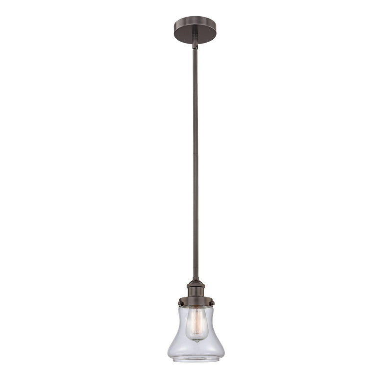 Innovations Bellmont 6in 1-Light Mini Pendant | Industrial Oil Rubbed Bronze Steel and Clear Glass | Kitchen Island & Dining Room | Model 616-1SH-OB-G192