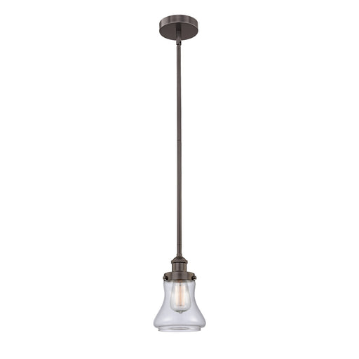 Innovations Bellmont 6in 1-Light Mini Pendant | Industrial Oil Rubbed Bronze Steel and Clear Glass | Kitchen Island & Dining | Model 616-1SH-OB-G192-LED