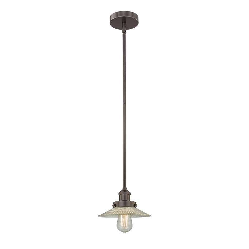 Innovations Halophane 9in 1-Light Mini Pendant | Industrial Oil Rubbed Bronze Steel and Clear Halophane Glass | Kitchen Island & | Model 616-1SH-OB-G2