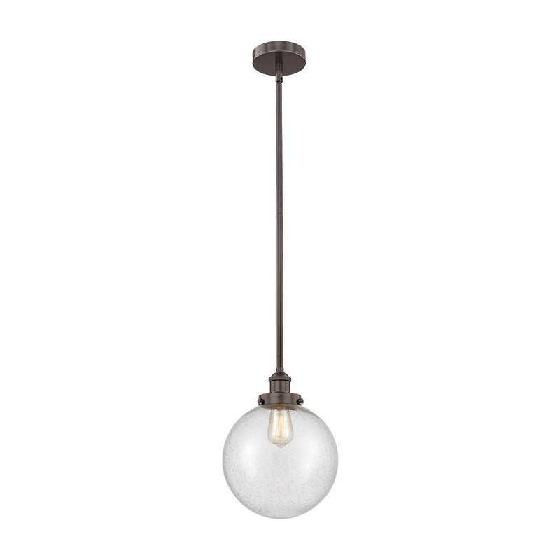 Innovations Beacon 10in 1-Light Mini Pendant | Industrial Oil Rubbed Bronze Steel and Seedy Glass | Kitchen Island & Dining | Model 616-1SH-OB-G204-10-LED