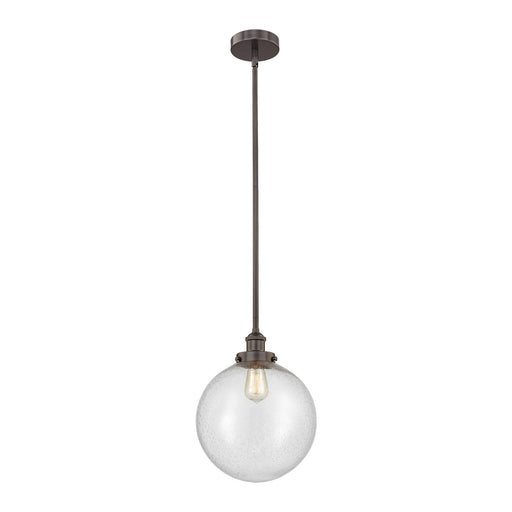 Innovations Beacon 12in 1-Light Mini Pendant | Industrial Oil Rubbed Bronze Steel and Seedy Glass | Kitchen Island & Dining | Model 616-1SH-OB-G204-12