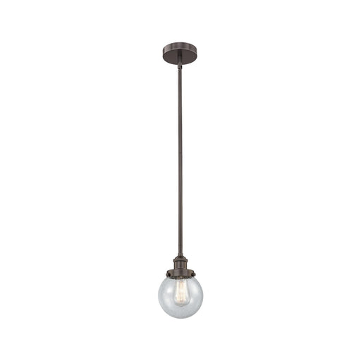 Innovations Beacon 6in 1-Light Mini Pendant | Industrial Oil Rubbed Bronze Steel and Seedy Glass | Kitchen Island & Dining Room | Model 616-1SH-OB-G204-6