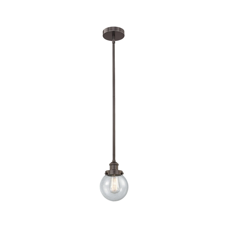Innovations Beacon 6in 1-Light Mini Pendant | Industrial Oil Rubbed Bronze Steel and Seedy Glass | Kitchen Island & Dining Room | Model 616-1SH-OB-G204-6