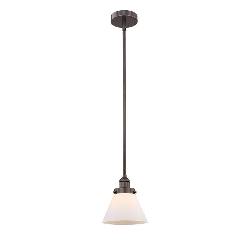 Innovations Cone 1-Light 8in Mini Pendant | Industrial Oil Rubbed Bronze Steel and Matte White Frosted Glass | Kitchen Island & | Model 616-1SH-OB-G41-LED