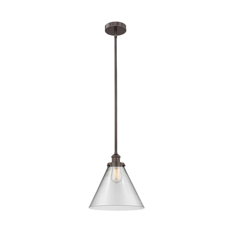 Innovations Cone 12in 1-Light Mini Pendant | Industrial Oil Rubbed Bronze Steel and Clear Glass | Kitchen Island & Dining | Model 616-1SH-OB-G42-L-LED