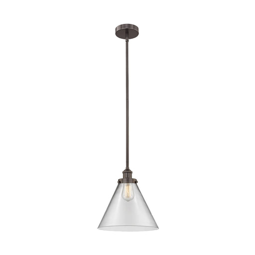 Innovations Cone 12in 1-Light Mini Pendant | Industrial Oil Rubbed Bronze Steel and Clear Glass | Kitchen Island & Dining | Model 616-1SH-OB-G42-L-LED