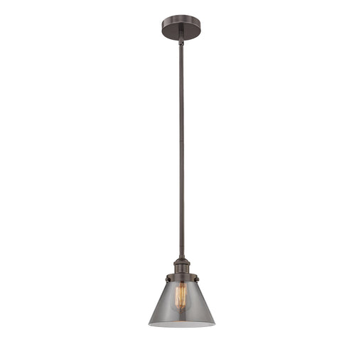 Innovations Cone 1-Light Mini Pendant | Industrial Farmhouse Oil Rubbed Bronze Steel and Light Smoke Glass | Kitchen Island & | Model 616-1SH-OB-G43-LED