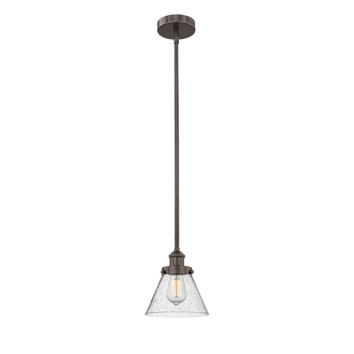 Innovations Cone 1-Light Mini Pendant | Industrial Farmhouse Oil Rubbed Bronze Steel and Seedy Glass | Kitchen Island & Dining Room | Model 616-1SH-OB-G44