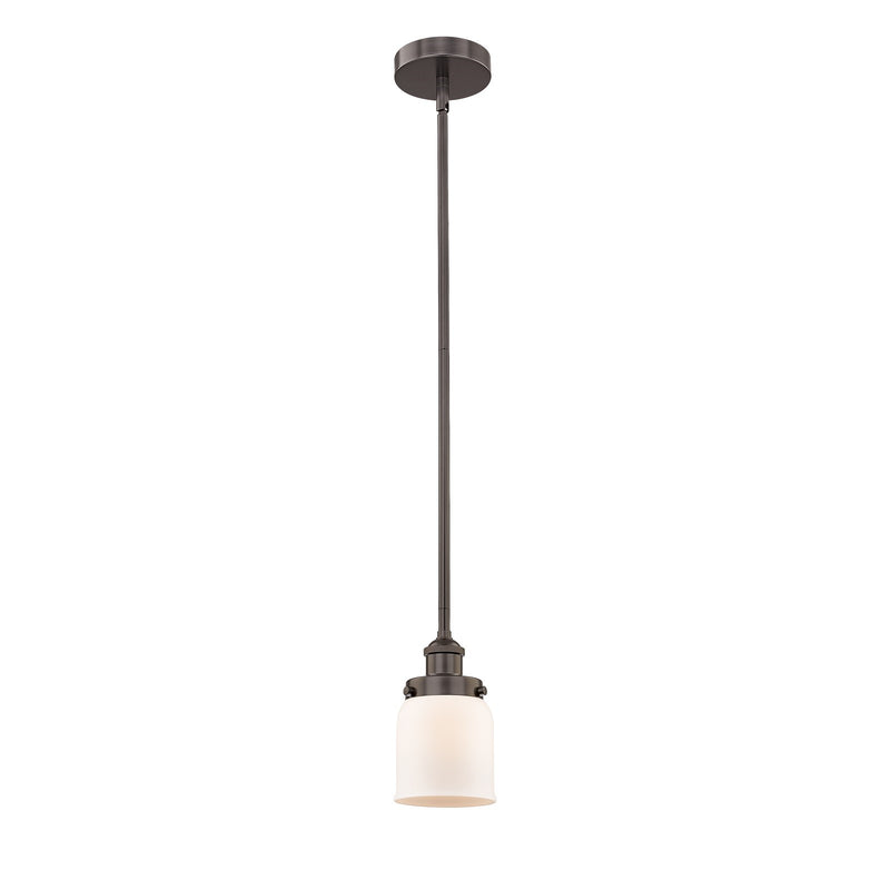 Innovations Bell 5in 1-Light Mini Pendant | Industrial Oil Rubbed Bronze Steel and Matte White Frosted Glass | Kitchen Island & | Model 616-1SH-OB-G51-LED