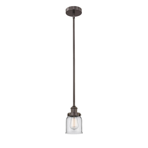 Innovations Bell 5in 1-Light Mini Pendant | Industrial Oil Rubbed Bronze Steel and Clear Glass | Kitchen Island & Dining Room | 5 x | Model 616-1SH-OB-G52