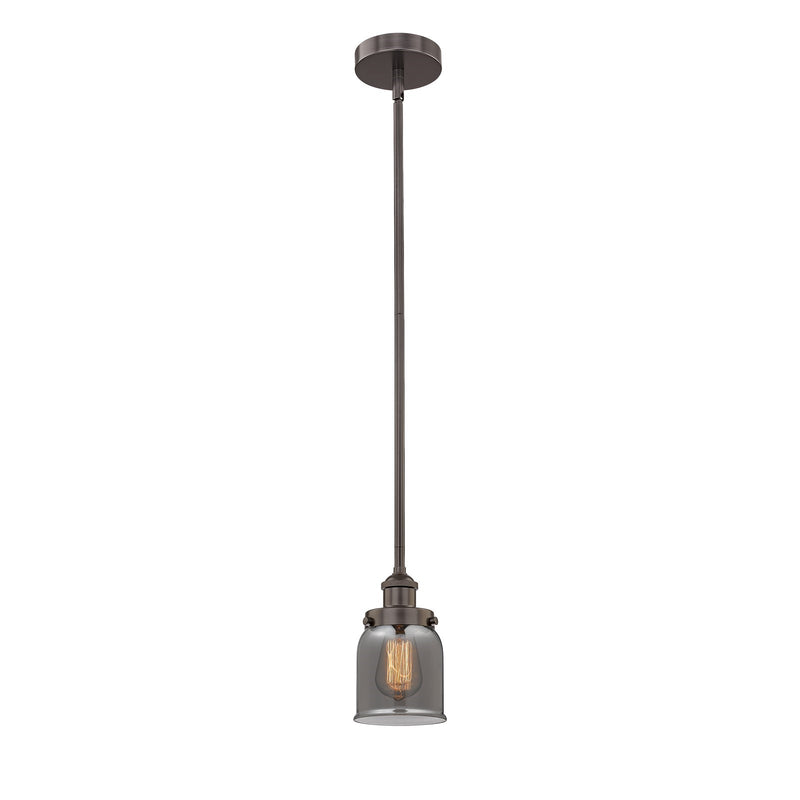 Innovations Bell 5in 1-Light Mini Pendant | Industrial Oil Rubbed Bronze Steel and Light Smoke Glass | Kitchen Island & Dining | Model 616-1SH-OB-G53-LED
