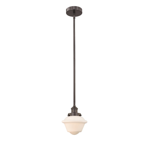 Innovations Oxford 7.25in 1-Light Mini Pendant | Traditional Oil Rubbed Bronze Steel and Matte White Frosted Glass | Kitchen | Model 616-1SH-OB-G531-LED