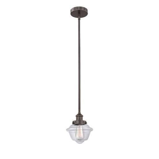 Innovations Oxford 1-Light 7.25in Mini Pendant | Traditional Oil Rubbed Bronze Steel and Clear Glass | Kitchen Island & Breakfast | Model 616-1SH-OB-G532