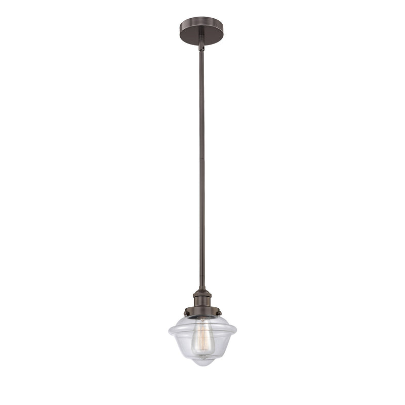Innovations Oxford 7.25in 1-Light Mini Pendant | Traditional Oil Rubbed Bronze Steel and Clear Glass | Kitchen Island & Dining | Model 616-1SH-OB-G532-LED