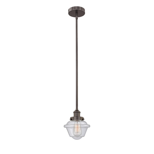 Innovations Oxford 7in 1-Light Mini Pendant | Traditional Oil Rubbed Bronze Steel and Seedy Glass | Kitchen Island & Dining Room | Model 616-1SH-OB-G534