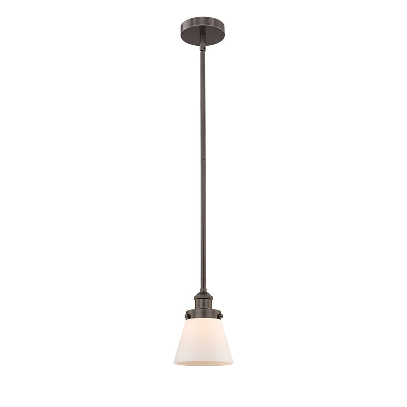 Innovations Cone 6.25in 1-Light Mini Pendant | Industrial Oil Rubbed Bronze Steel and Matte White Frosted Glass | Kitchen | Model 616-1SH-OB-G61-LED