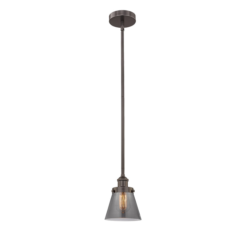 Innovations Cone 6.25in 1-Light Mini Pendant | Industrial Oil Rubbed Bronze Steel and Light Smoke Glass | Kitchen Island & Dining | Model 616-1SH-OB-G63