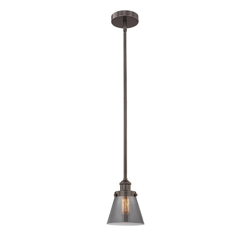 Innovations Cone 6.25in 1-Light Mini Pendant | Industrial Oil Rubbed Bronze Steel and Light Smoke Glass | Kitchen Island & Dining | Model 616-1SH-OB-G63