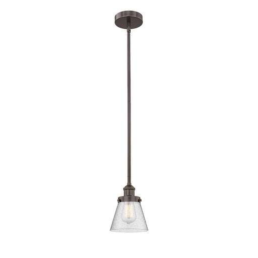 Innovations Cone 6.25in 1-Light Mini Pendant | Industrial Oil Rubbed Bronze Steel and Seedy Glass | Kitchen Island & Dining Room | Model 616-1SH-OB-G64