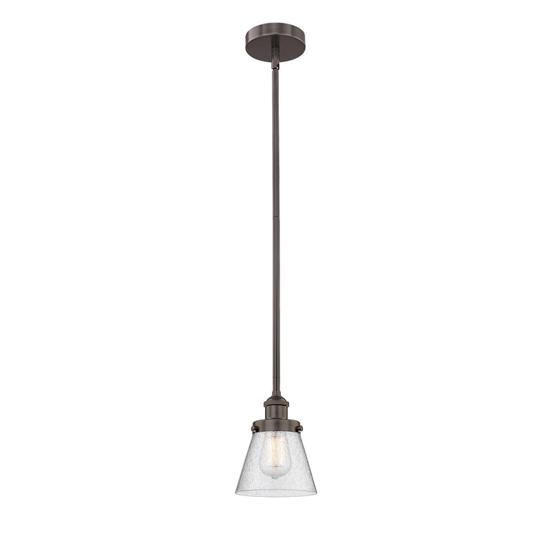 Innovations Cone 1-Light 6.25in Mini Pendant | Industrial Farmhouse Oil Rubbed Bronze Steel and Seedy Glass | Kitchen Island & | Model 616-1SH-OB-G64-LED