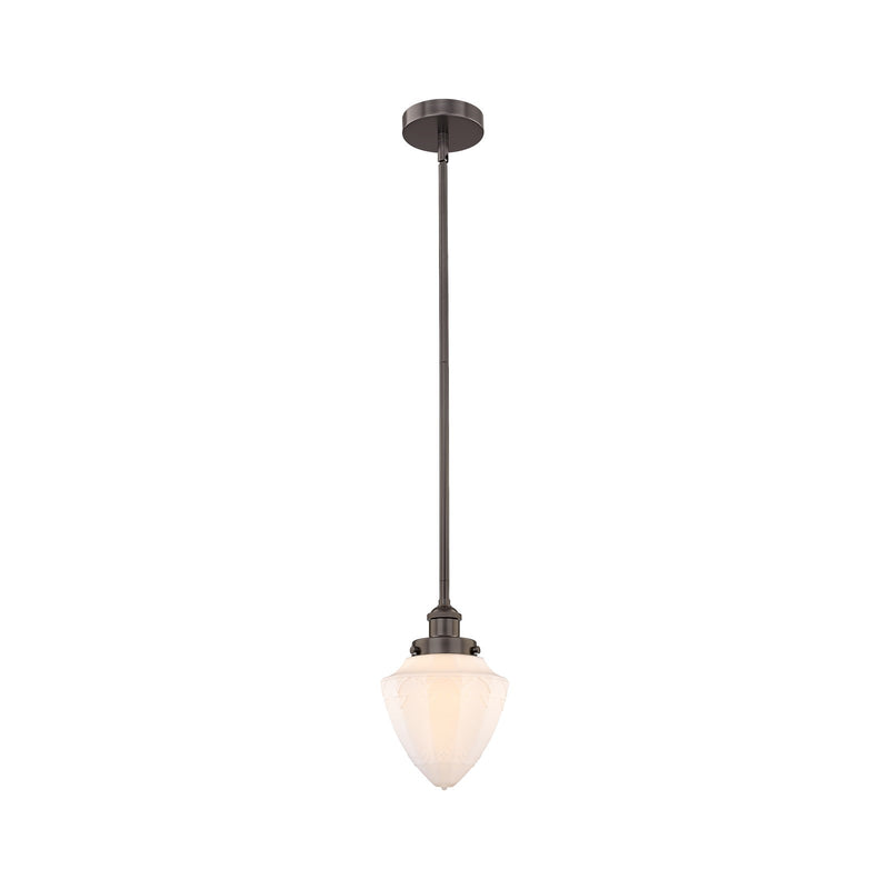 Innovations Bullet 7in 1-Light Mini Pendant | Traditional Oil Rubbed Bronze Steel and Matte White Frosted Glass | Kitchen | Model 616-1SH-OB-G661-7-LED