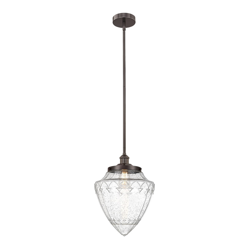 Innovations Bullet 12in 1-Light Mini Pendant | Traditional Art Deco Oil Rubbed Bronze Steel and Seedy Glass | Kitchen | Model 616-1SH-OB-G664-12-LED