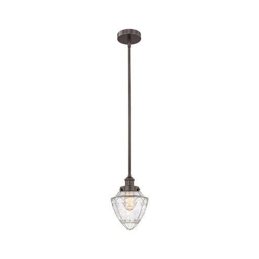 Innovations Bullet 7in 1-Light Mini Pendant | Traditional Art Deco Oil Rubbed Bronze Steel and Seedy Glass | Kitchen Island & | Model 616-1SH-OB-G664-7