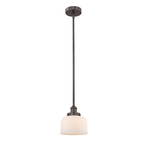 Innovations Bell 8in 1-Light Mini Pendant | Industrial Oil Rubbed Bronze Steel and Matte White Frosted Glass | Kitchen Island & | Model 616-1SH-OB-G71
