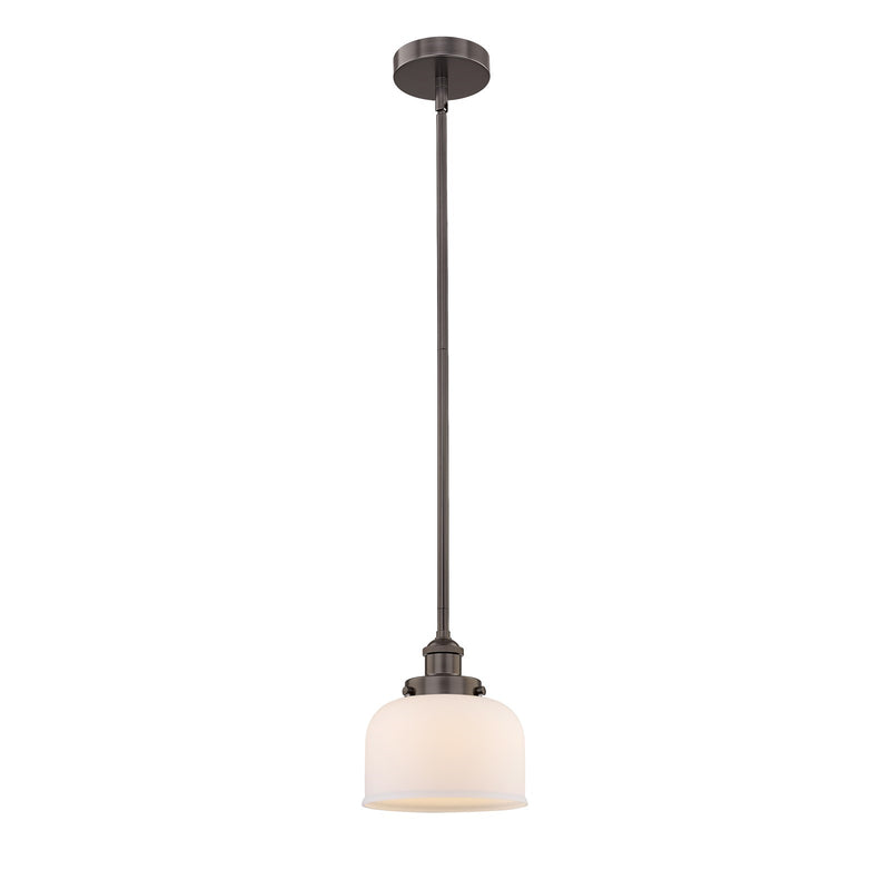 Innovations Bell 8in 1-Light Mini Pendant | Industrial Oil Rubbed Bronze Steel and Matte White Frosted Glass | Kitchen Island & | Model 616-1SH-OB-G71