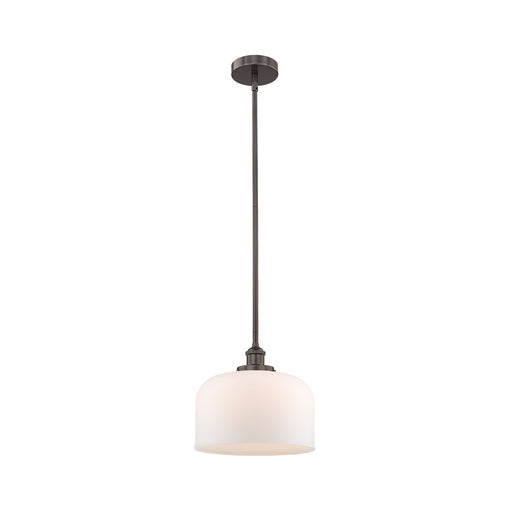 Innovations Bell 12in 1-Light Mini Pendant | Industrial Oil Rubbed Bronze Steel and Matte White Frosted Glass | Kitchen Island & | Model 616-1SH-OB-G71-L