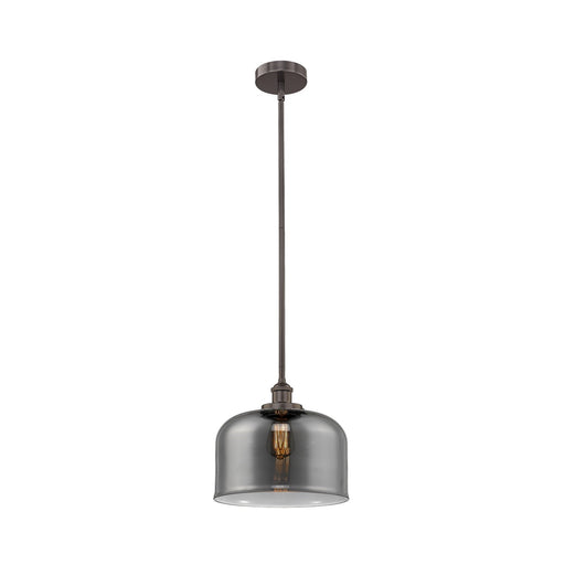 Innovations Bell 12in 1-Light Mini Pendant | Industrial Oil Rubbed Bronze Steel and Light Smoke Glass | Kitchen Island & Dining | Model 616-1SH-OB-G73-L