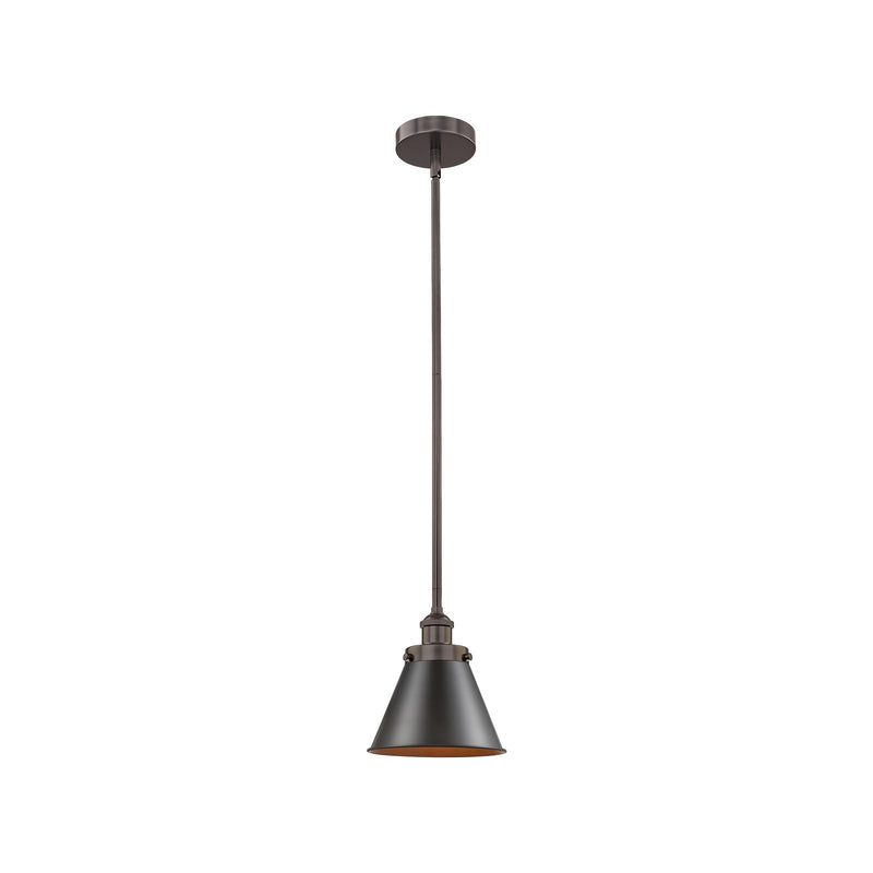 Innovations Appalachian 8in 1-Light Mini Pendant | Traditional Industrial Oil Rubbed Bronze Steel and Metal Shade | Kitchen | Model 616-1SH-OB-M13-OB