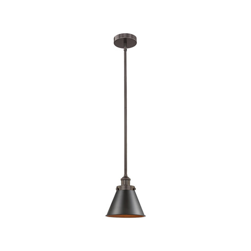 Innovations Appalachian 8in 1-Light Mini Pendant | Traditional Industrial Oil Rubbed Bronze Steel and Cast Brass Metal Shade | Model 616-1SH-OB-M13-OB-LED