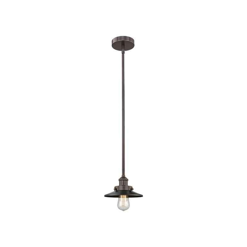 Innovations Edison 8in 1-Light Mini Pendant | Industrial Oil Rubbed Bronze Steel and Cast Brass with Oil Rubbed Bronze Metal | Model 616-1SH-OB-M5-LED