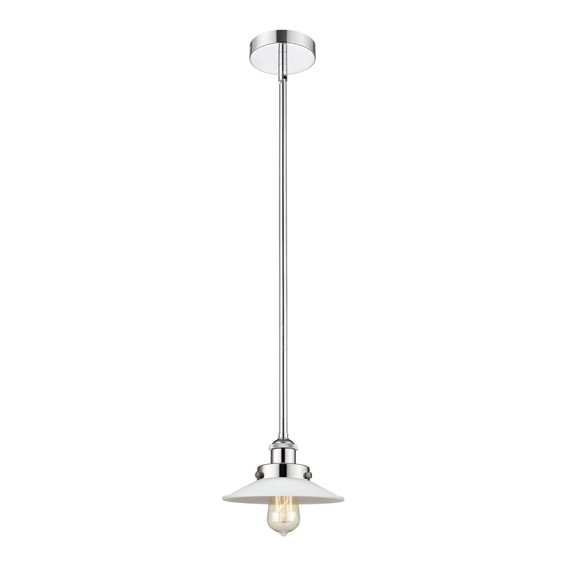 Innovations Halophane 9in 1-Light Mini Pendant | Industrial Polished Chrome Steel and Matte White Frosted Glass | Kitchen Island | Model 616-1SH-PC-G1-LED